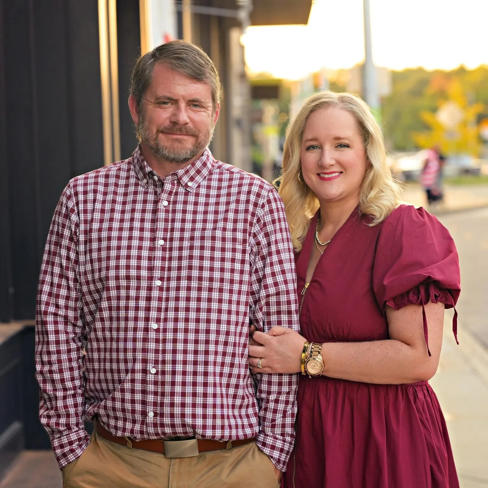 John and Rebecca Harber of Harber Built, standing together in downtown Atoka, Tennessee